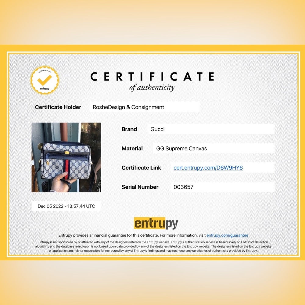 Entrupy Certificate, All Items Are 100% Authentic… - image 1